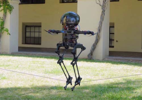 The humanoid robot is "skilled", walking a tightrope and playing skateboard, it also be fl